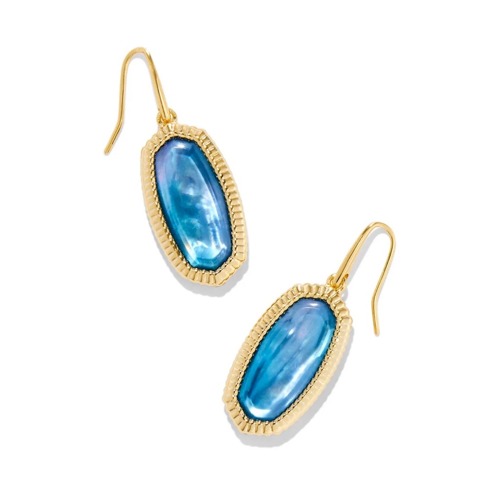 Kendra Scott Gold Dani Framed Indigo Watercolor Illusion Earrings